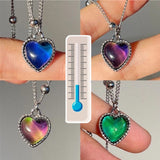 Dermearne Feeling Emotional Sensitive Discoloration Love Pendant Necklace Stainless Steel Beaded Chain Necklaces Gift Jewelry New Fashion