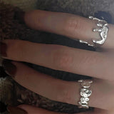 Dermearne Gothic Irregular Cross Star Ring Women New Design Multilayer Punk Zircon Star Tail Open Rings Party Jewelry Gift
