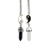 Dermearne 2 pieces 1 set crystal pendant quartz stone Tai chi necklace Friendship necklace