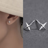 Dermearne Punk Small Cross Stud Earrings for Teens Ear Piercing Star Earrings Women Men Pierced Unusual Party Earrings Jewelry