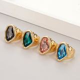 Dermearne Anslow Fashion Jewelry Personalized Design Irregular Crystal Women Party Accessories Charms Elegant Finger Ring Wholesale Cheap