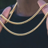 Dermearne  Men's Cuban Link Chain Necklace Stainless Steel Black Gold Color Male Choker colar Jewelry Gifts for Him