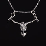 Dermearne Silver Plated Captivity Skull Pendant Men\\'s Biker Punk Rock Necklace Gothic Halloween Jewelry Accessory