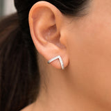 Dermearne Retro Silver Color Triangle Unisex Punk Rock Earring Women Men Simple Trendy Geometry Stud Earring Pierced Ear Wrap Jewelry Gift