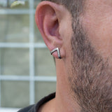 Dermearne Retro Silver Color Triangle Unisex Punk Rock Earring Women Men Simple Trendy Geometry Stud Earring Pierced Ear Wrap Jewelry Gift