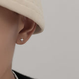 Dermearne Punk Small Cross Stud Earrings for Teens Ear Piercing Star Earrings Women Men Pierced Unusual Party Earrings Jewelry