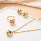 Dermearne Gold-Color Ball Shape Jewelry Sets Copper Trendy Fashion Style Adjustable Chain Rings Necklace For Woman On Party Wedding