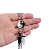 Dermearne 2 pieces 1 set crystal pendant quartz stone Tai chi necklace Friendship necklace