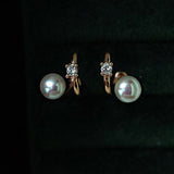 Dermearne Trendy Geometric Elegant Sweet Cute Imitation Pearl Wrap Around Earrings for Women Classic Small Stud Earring Wedding Jewelry