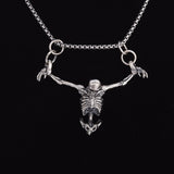 Dermearne Silver Plated Captivity Skull Pendant Men\\'s Biker Punk Rock Necklace Gothic Halloween Jewelry Accessory