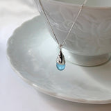 Dermearne Simple Small Water Drop Necklace, Light Luxury Forest Style, Fresh, Lovely, Sweet Bean Zircon Pendant, Clavicle Bone