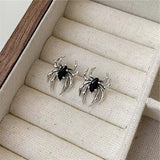 Dermearne  Gothic Retro Old Spider Zircon Earrings Women Fashion Design Black Zircon Earring Party Jewelry Gifts Wholesale