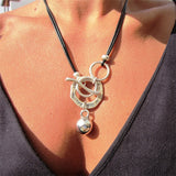 Dermearne New Fashion Vintage Circle Minimalist Bead Pendant Necklace for Women Party Accessories High-quality Gifts