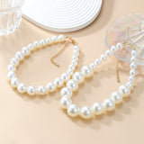 Dermearne New 2 Pcs/set Imitation Pearls Choker Necklace Earrings for Women Exaggerate Big Pearl Necklaces Jewelry Sets