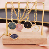 Dermearne Colorful Moon Star Lightning Pendant Necklaces For Women Girls Enamel Fashion Party Daily Jewelry Trendy Clavicle Chain Necklace