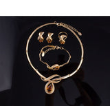 Dermearne Exaggerated Creative Alloy Jewelry Set Gold Plated Luxurious Necklace Earrings Four-piece Women's Jewelry Set
