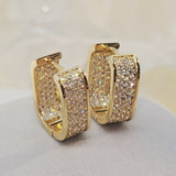 Dermearne Huitan Fashion Contracted Design U Hoop Metal Earrings for Women Full Paved Shiny CZ Daily Wear Exquisite Earrings Jewelry