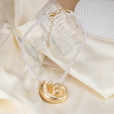 Dermearne New Golden Conch Pendant Necklace for Holiday