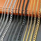 Dermearne  Men's Cuban Link Chain Necklace Stainless Steel Black Gold Color Male Choker colar Jewelry Gifts for Him