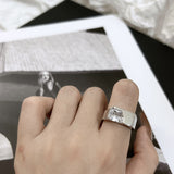 Dermearne Stainless Steel Harajuku Y2K Shiny Star Cross Crystal Rings for Women Unisex Couple Engagement Ring Party Creative Jewelry