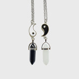 Dermearne 2 pieces 1 set crystal pendant quartz stone Tai chi necklace Friendship necklace