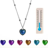 Dermearne  Mood Monitor Heart Pendant Necklace Color Change As Emperature Women Girls Clavicle Chain Necklaces Lover Jewelry
